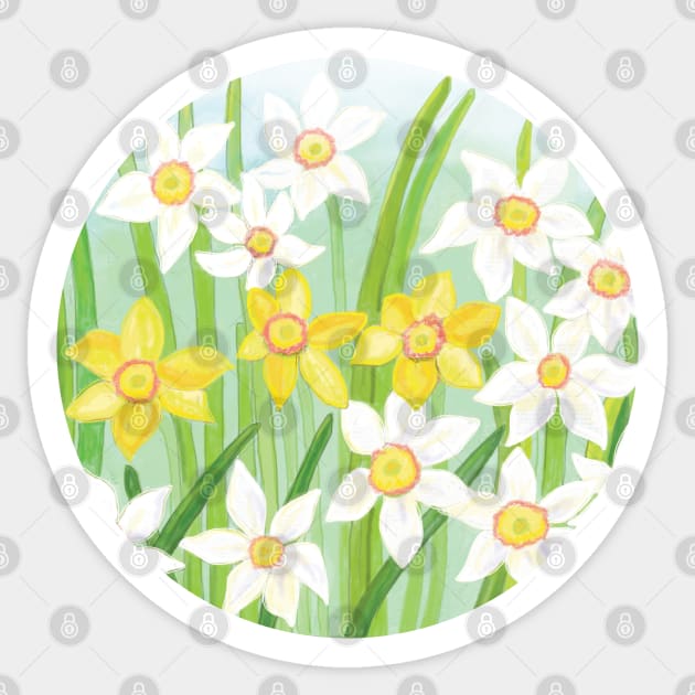 Daffodils are some of the first flowers in springtime Sticker by Julia Doria Illustration